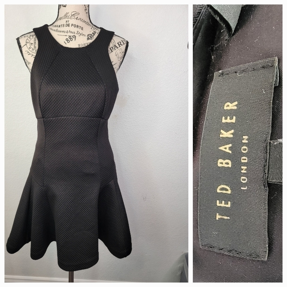 Ted Baker London Cidia Skater Dress Sz 1/ US 4 Black Sleeveless